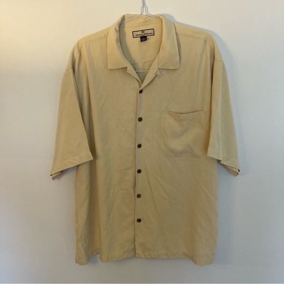 Tommy Bahamas men’s silk shirt yellow size large - Picture 2 of 7